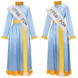 Costume de cosplay pour femmes Mary Poppins bleu, tenue de carnaval d'Halloween