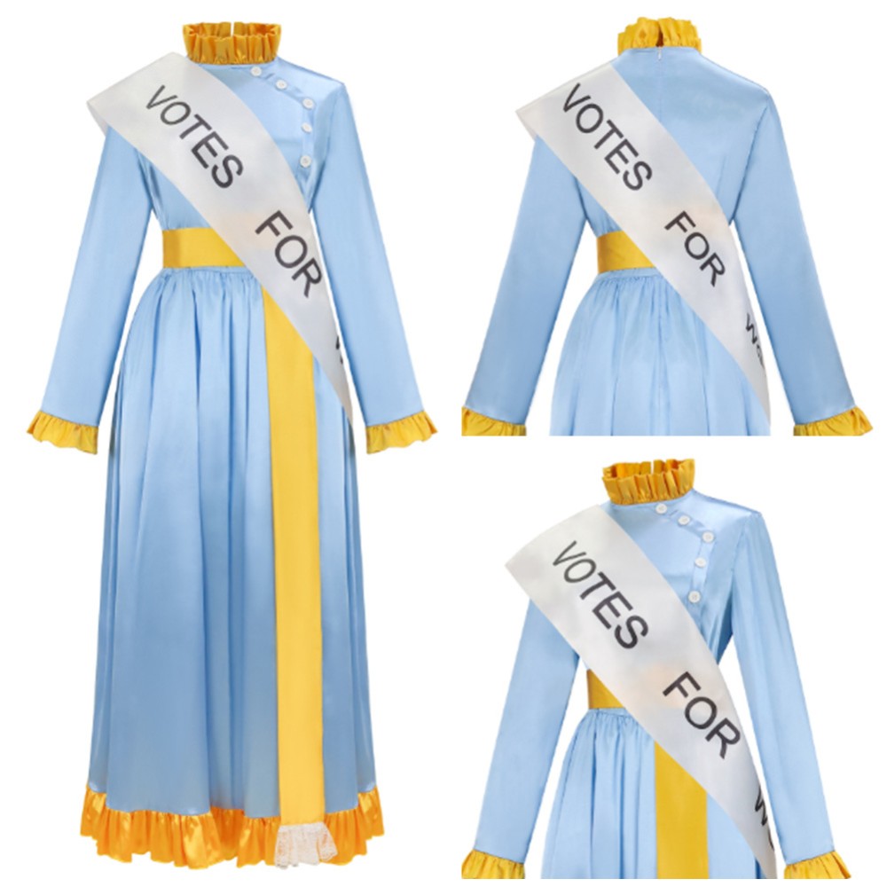 Costume de cosplay pour femmes Mary Poppins bleu, tenue de carnaval d'Halloween