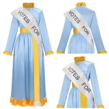 Costume de cosplay pour femmes Mary Poppins bleu, tenue de carnaval d'Halloween