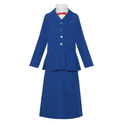 Mary Poppins Mary Kids Children Blue Cosplay Costume Halloween Carnival Outfit