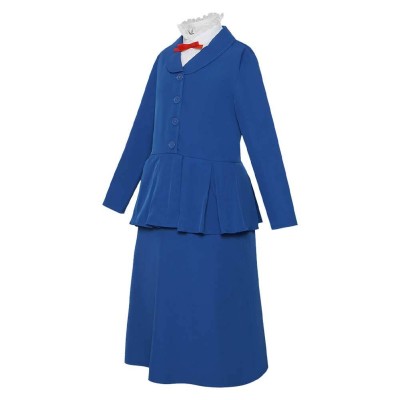 Mary Poppins Mary Kids Children Blue Cosplay Costume Halloween Carnival Outfit