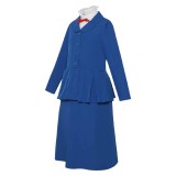 Mary Poppins Mary Kids Children Blue Cosplay Costume Halloween Carnival Outfit