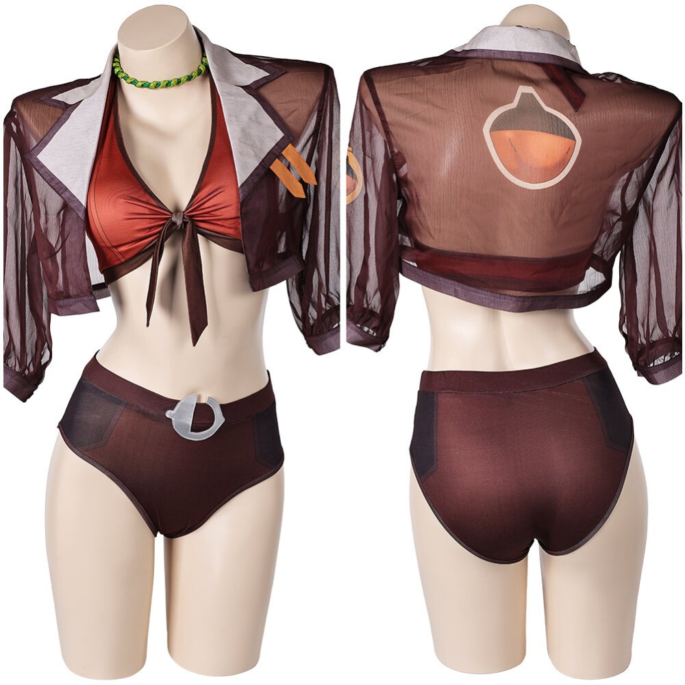 Rivals Squirrel Girl Doreen Green 2pcs Maillot de bain Costume Cosplay Halloween Carnaval Tenue