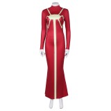 Madam Web Women Red Printed Dress Suit Cosplay Costume Halloween Carnival Outfit