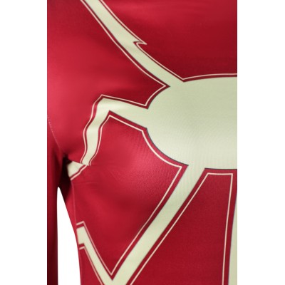 Madam Web Women Red Printed Dress Suit Cosplay Costume Halloween Carnival Outfit