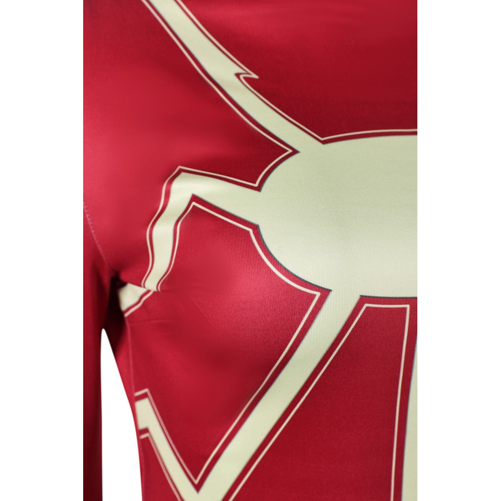 Madam Web Women Red Printed Dress Suit Cosplay Costume Halloween Carnival Outfit