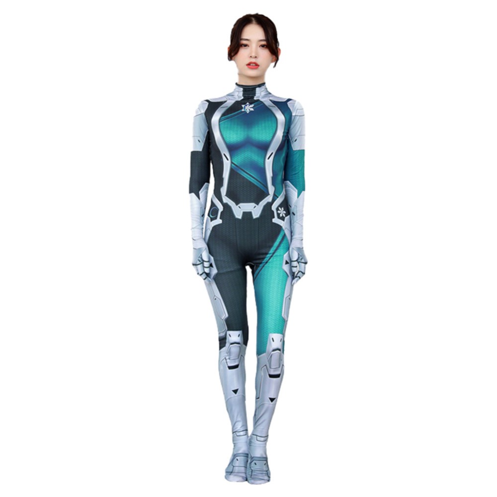 Luna Snow Femme Bleu Combinaison Costume Cosplay Halloween Carnaval Tenue