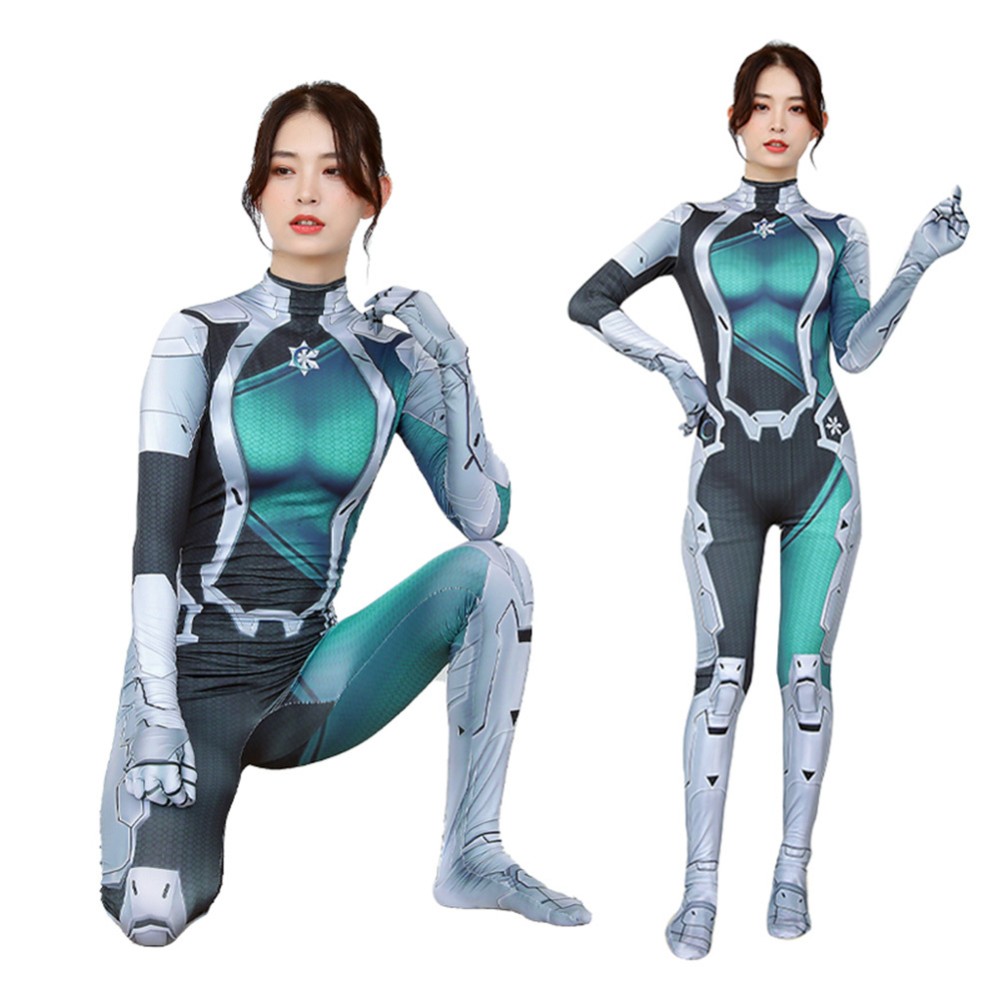 Luna Snow Femme Bleu Combinaison Costume Cosplay Halloween Carnaval Tenue
