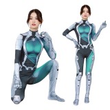 Luna Snow Femme Bleu Combinaison Costume Cosplay Halloween Carnaval Tenue