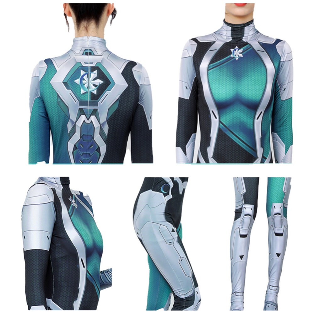 Luna Snow Femme Bleu Combinaison Costume Cosplay Halloween Carnaval Tenue