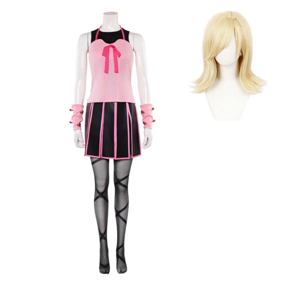 Lucy Steel Women Pink Cosplay Costume Halloween Carnival Outfit
