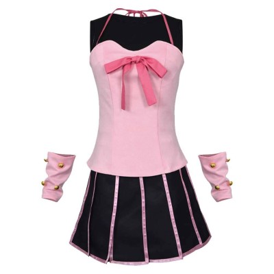 Lucy Steel Women Pink Dress Cosplay Costume Halloween Carnival