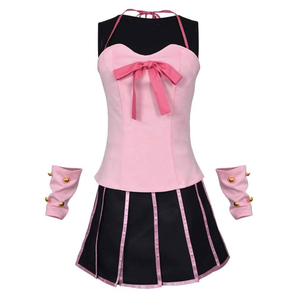 Lucy Steel Women Pink Dress Cosplay Costume Halloween Carnival