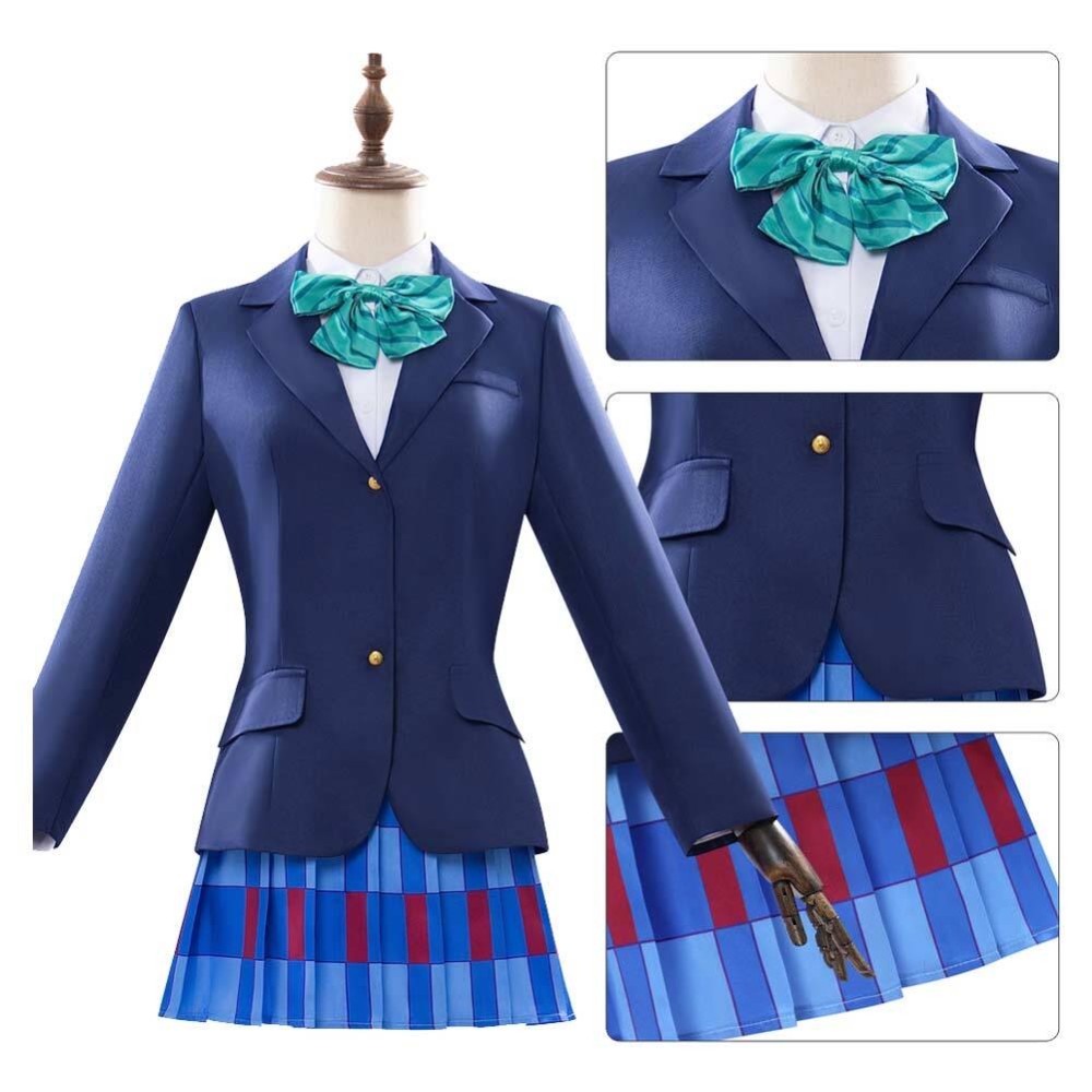 Costume de cosplay de l'uniforme scolaire bleu de Minami Kotori de LoveLive pour femmes, tenue de carnaval d'Halloween