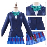 Costume de cosplay de l'uniforme scolaire bleu de Minami Kotori de LoveLive pour femmes, tenue de carnaval d'Halloween