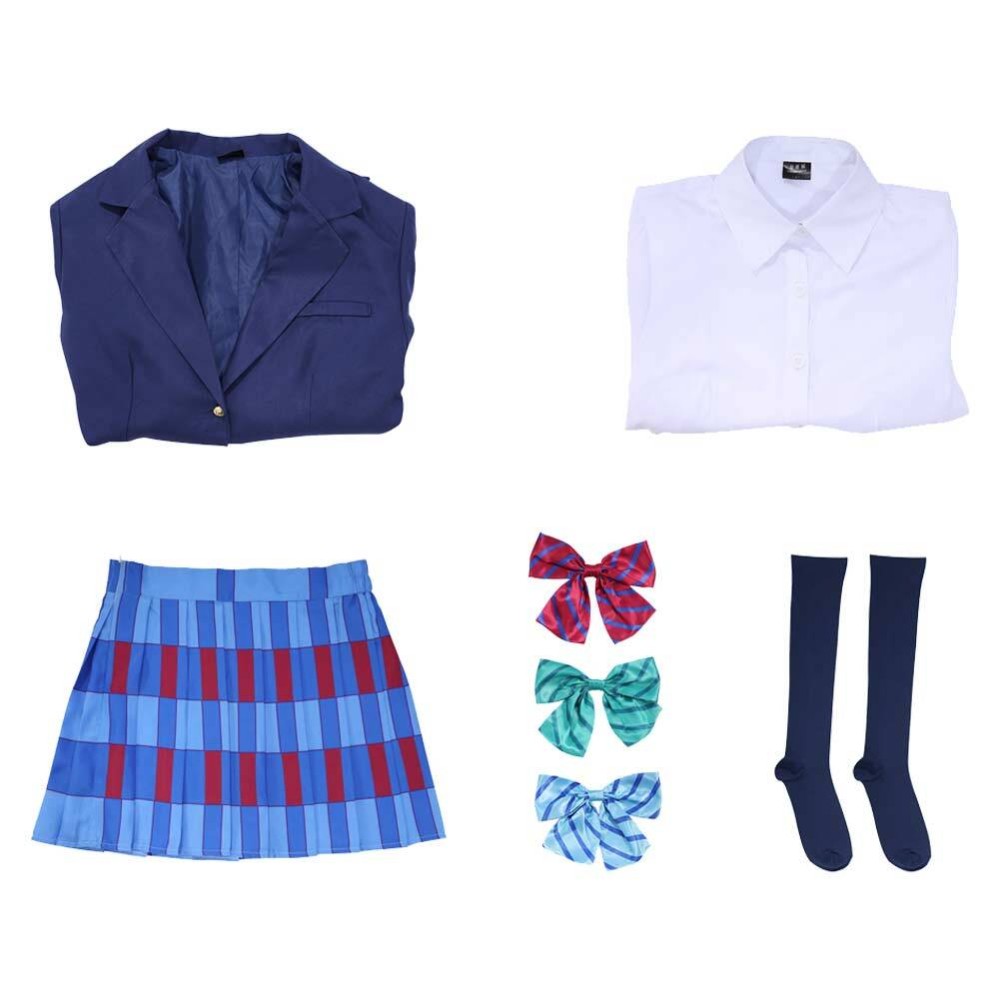 Costume de cosplay de l'uniforme scolaire bleu de Minami Kotori de LoveLive pour femmes, tenue de carnaval d'Halloween
