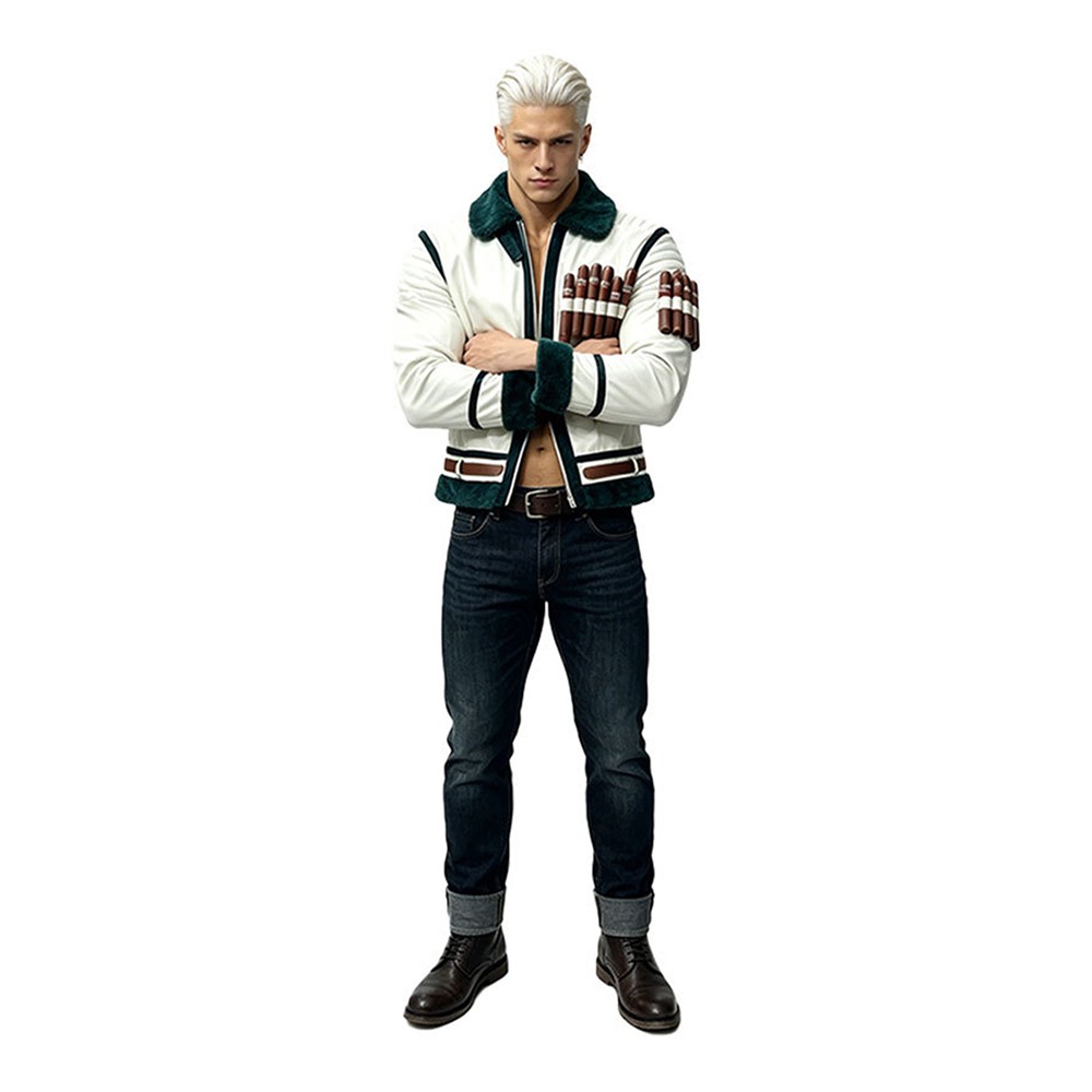 Costume de cosplay de fumeur en direct avec manteau blanc pour Halloween et carnaval
