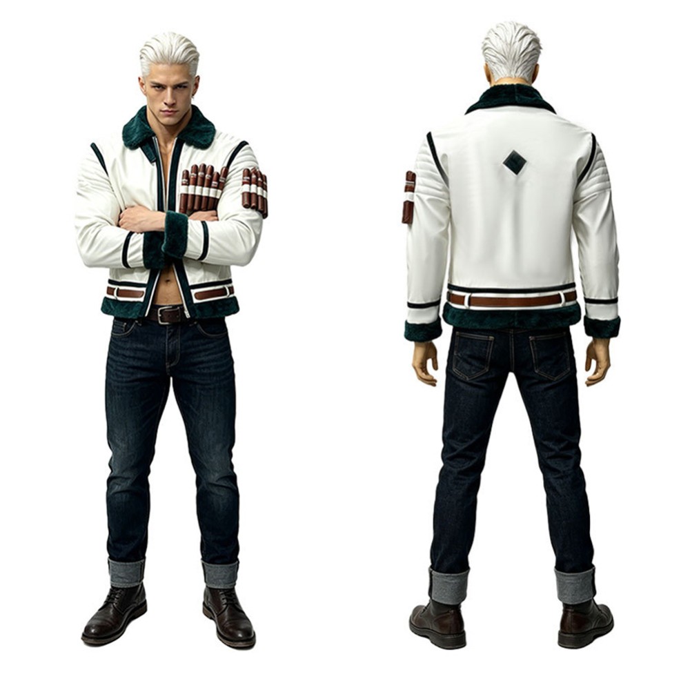Costume de cosplay de fumeur en direct avec manteau blanc pour Halloween et carnaval