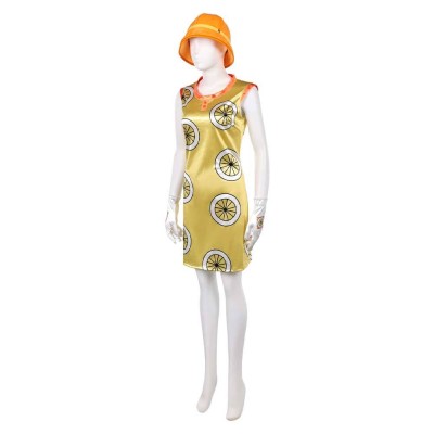 Live-Action Miss Valentine Women Yellow Dress Cosplay Costume Halloween Carnival Outfit