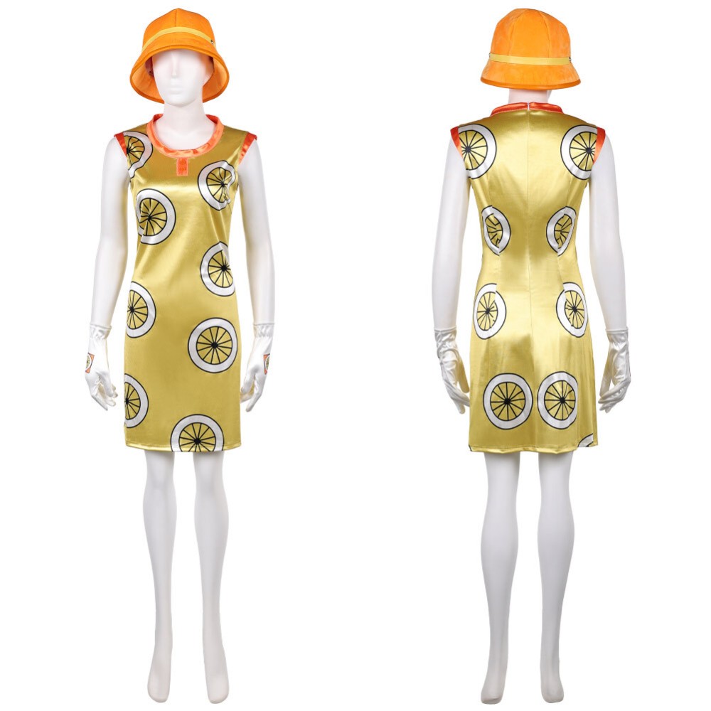 Live-Action Miss Valentine Women Yellow Dress Cosplay Costume Halloween Carnival Outfit