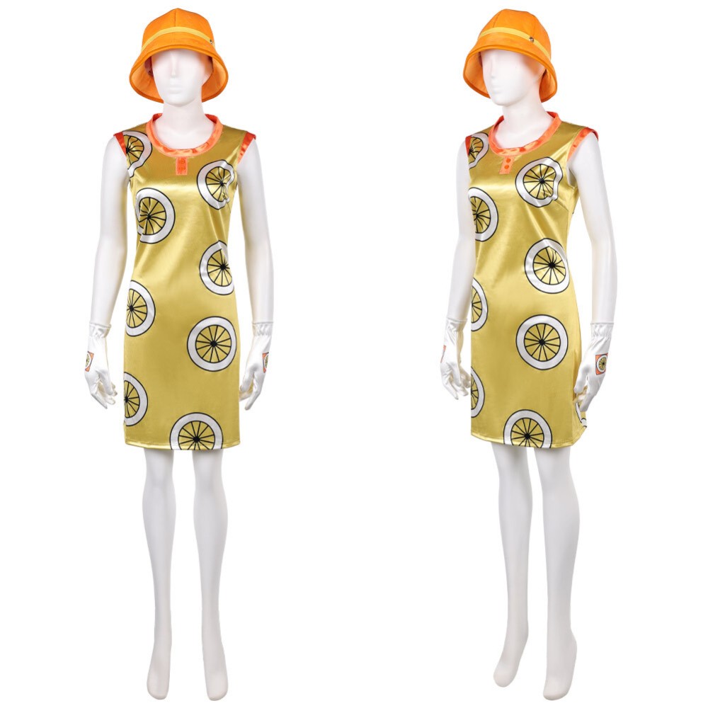 Live-Action Miss Valentine Women Yellow Dress Cosplay Costume Halloween Carnival Outfit