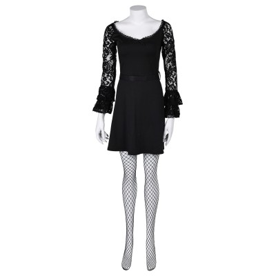 Lisa Frankenstein 2024 Misty Long Sleeve A Line Short Lace Dress Suit Cosplay Costume Halloween Carnival Outfit