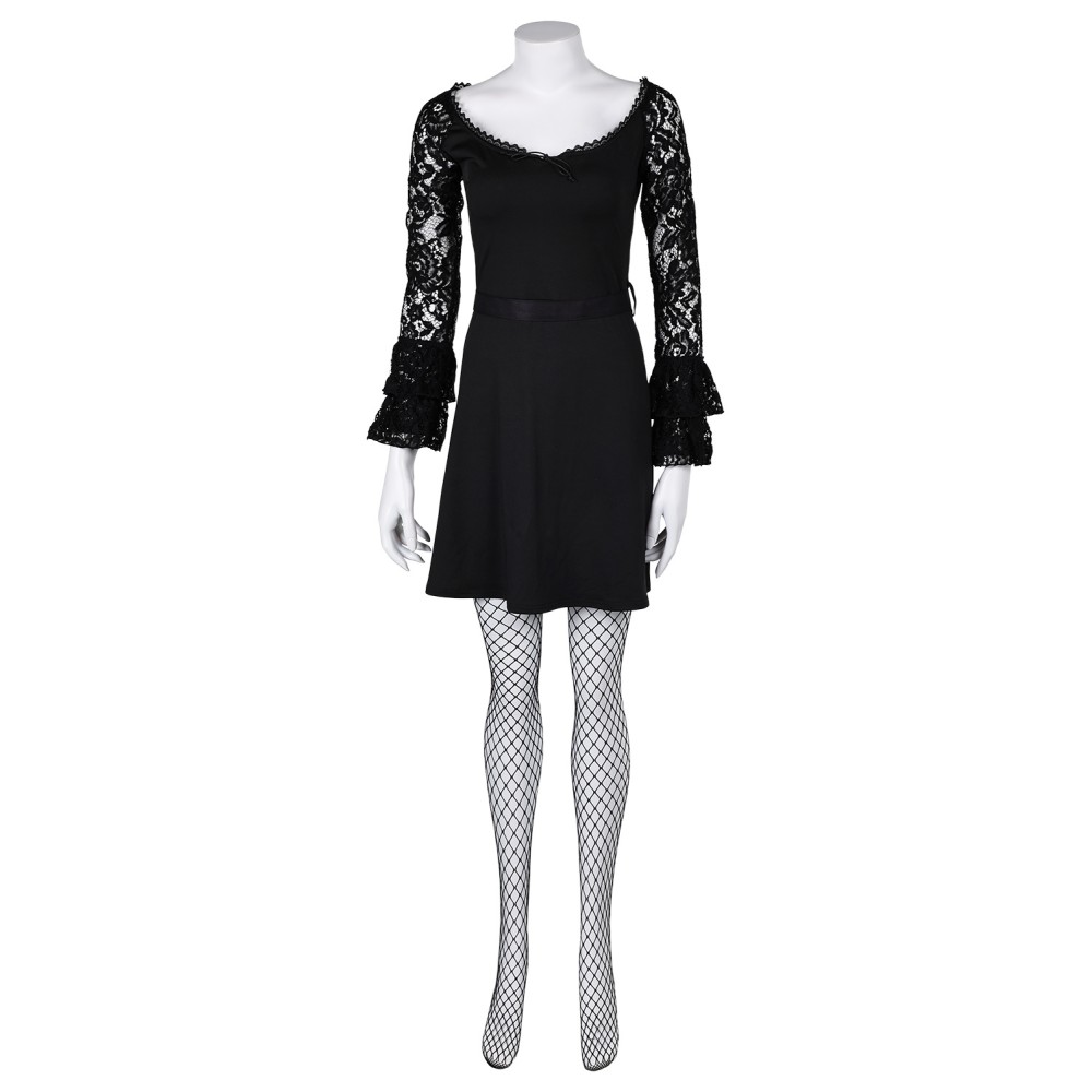 Lisa Frankenstein 2024 Misty Long Sleeve A Line Short Lace Dress Suit Cosplay Costume Halloween Carnival Outfit