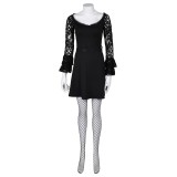 Lisa Frankenstein 2024 Misty Long Sleeve A Line Short Lace Dress Suit Cosplay Costume Halloween Carnival Outfit