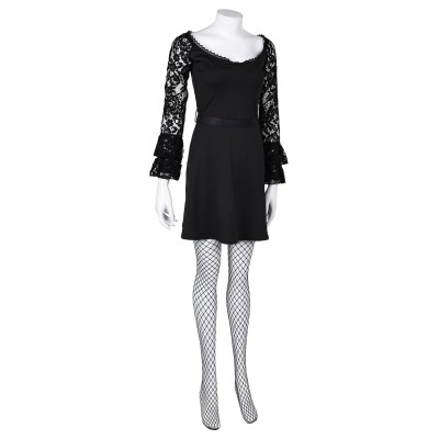 Lisa Frankenstein 2024 Misty Long Sleeve A Line Short Lace Dress Suit Cosplay Costume Halloween Carnival Outfit