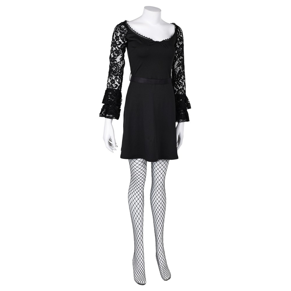 Lisa Frankenstein 2024 Misty Long Sleeve A Line Short Lace Dress Suit Cosplay Costume Halloween Carnival Outfit