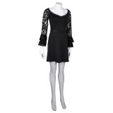 Lisa Frankenstein 2024 Misty Long Sleeve A Line Short Lace Dress Suit Cosplay Costume Halloween Carnival Outfit