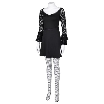 Lisa Frankenstein 2024 Misty Long Sleeve A Line Short Lace Dress Suit Cosplay Costume Halloween Carnival Outfit