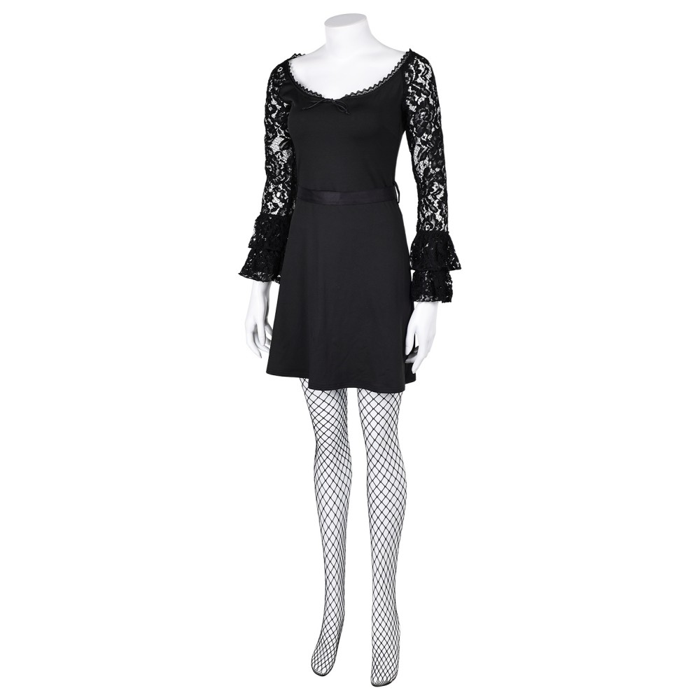 Lisa Frankenstein 2024 Misty Long Sleeve A Line Short Lace Dress Suit Cosplay Costume Halloween Carnival Outfit