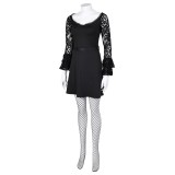 Lisa Frankenstein 2024 Misty Long Sleeve A Line Short Lace Dress Suit Cosplay Costume Halloween Carnival Outfit