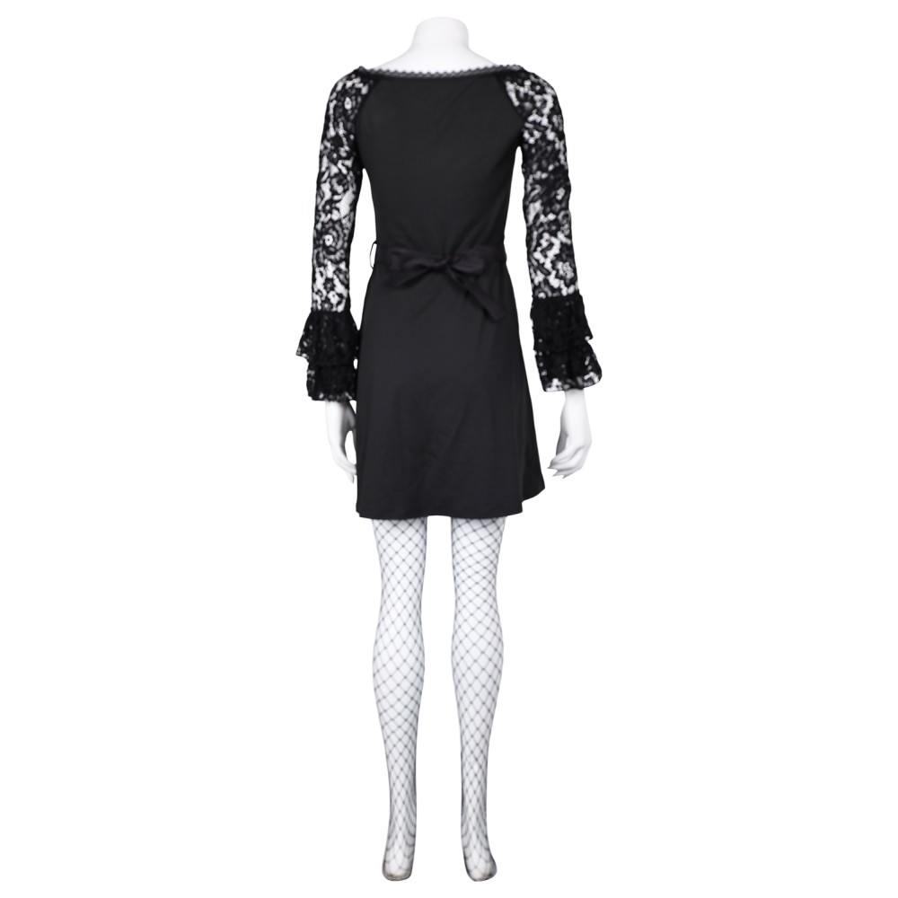 Lisa Frankenstein 2024 Misty Long Sleeve A Line Short Lace Dress Suit Cosplay Costume Halloween Carnival Outfit