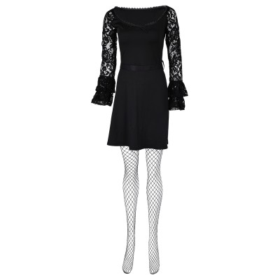 Lisa Frankenstein 2024 Misty Long Sleeve A Line Short Lace Dress Suit Cosplay Costume Halloween Carnival Outfit
