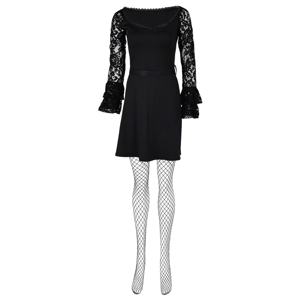 Lisa Frankenstein 2024 Misty Long Sleeve A Line Short Lace Dress Suit Cosplay Costume Halloween Carnival Outfit