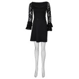 Lisa Frankenstein 2024 Misty Long Sleeve A Line Short Lace Dress Suit Cosplay Costume Halloween Carnival Outfit