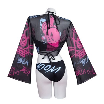 League of Legends Jinx Swimsuit Cosplay Costume Halloween Carnival Outfit