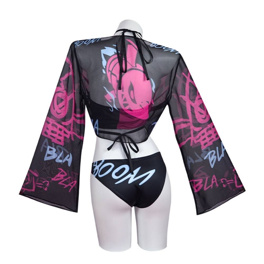 League of Legends Jinx Swimsuit Cosplay Costume Halloween Carnival Outfit