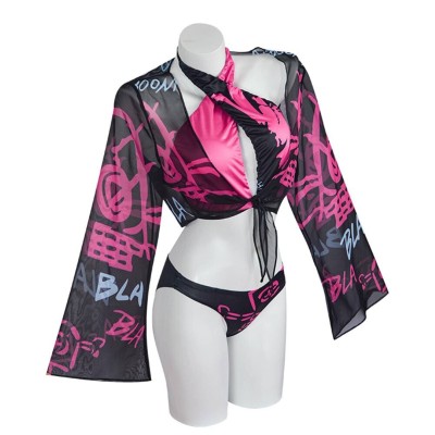 League of Legends Jinx Swimsuit Cosplay Costume Halloween Carnival Outfit