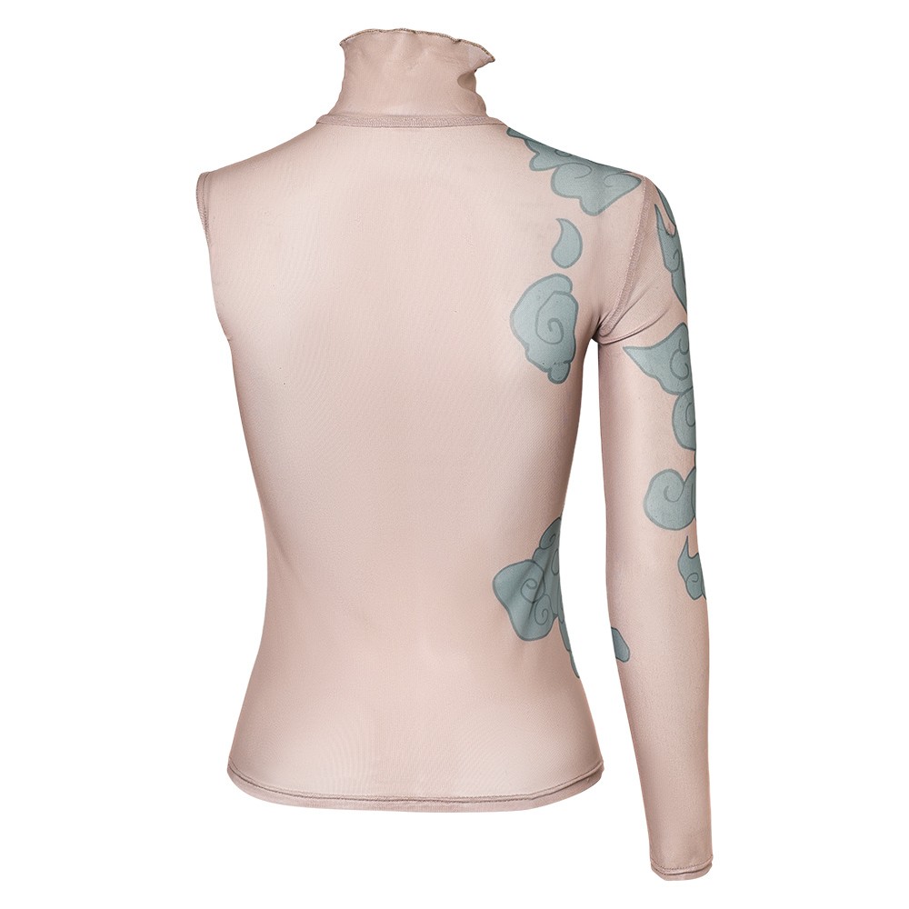 League of Legends Jinx Blue Tatto Printed Top Cosplay Costume Halloween Carnival Outfit