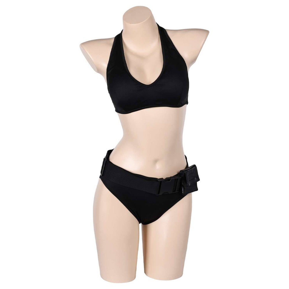 Lara Croft Tomb Raider: The Cradle of Life Lara Croft Black Bikini Set Swimsuit Suit Cosplay Costume Halloween Carnival Outfit