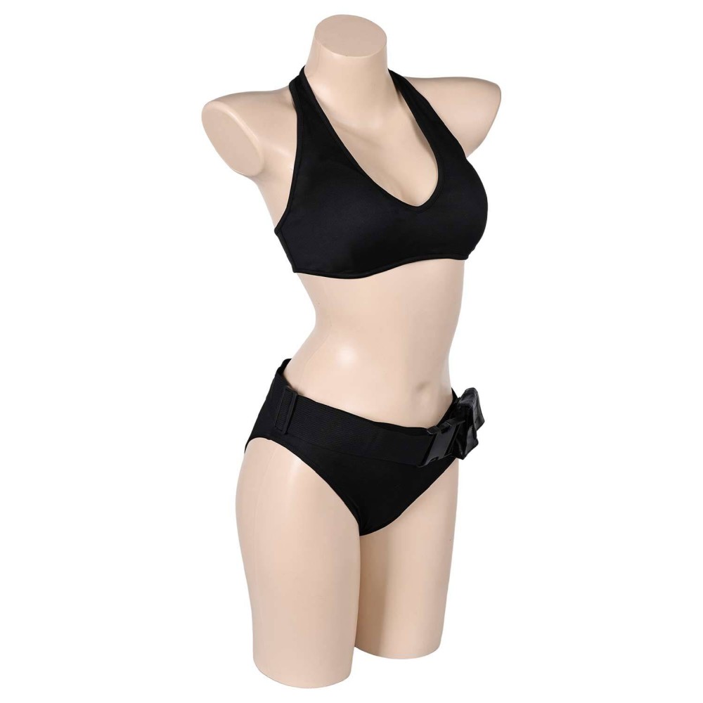 Lara Croft Tomb Raider: The Cradle of Life Lara Croft Black Bikini Set Swimsuit Suit Cosplay Costume Halloween Carnival Outfit