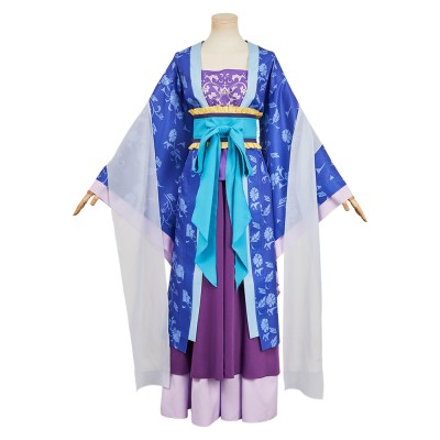 Lady Lihua Blue Printed Hanfu Party Cosplay Costume Halloween Carnival Outfit
