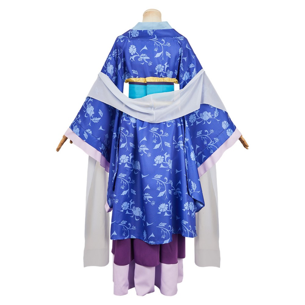 Lady Lihua Blue Printed Hanfu Party Cosplay Costume Halloween Carnival Outfit