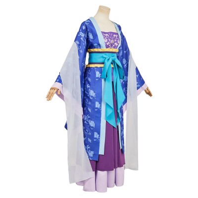 Lady Lihua Blue Printed Hanfu Party Cosplay Costume Halloween Carnival Outfit