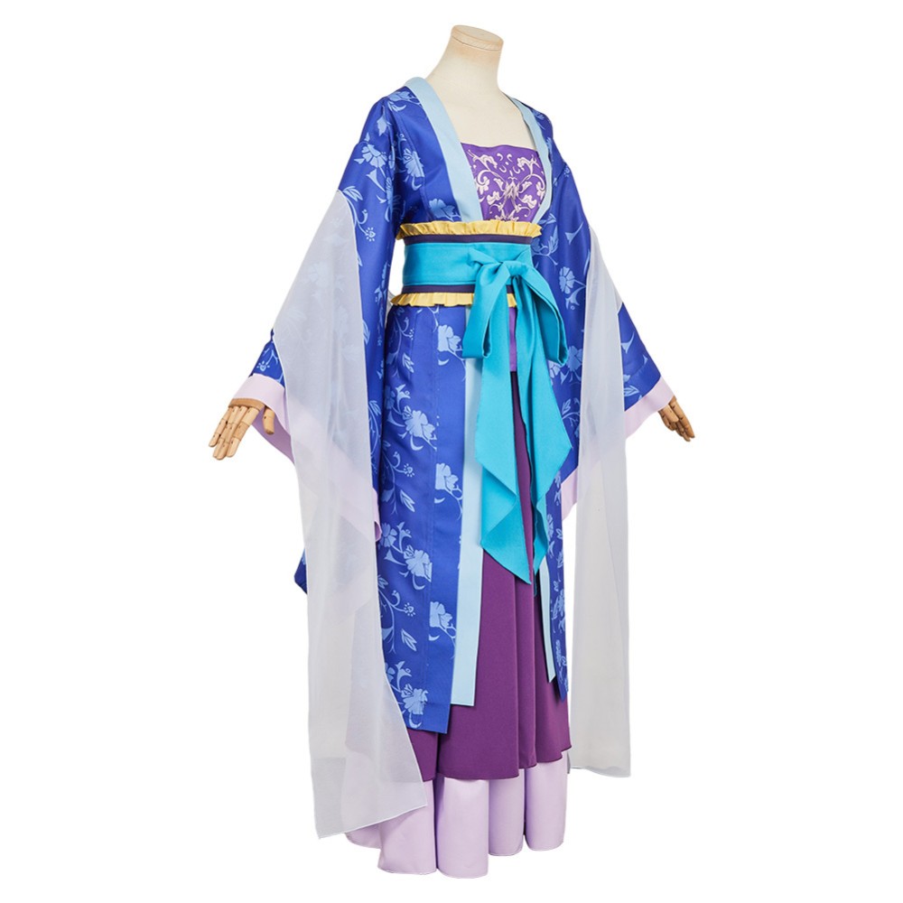 Lady Lihua Blue Printed Hanfu Party Cosplay Costume Halloween Carnival Outfit