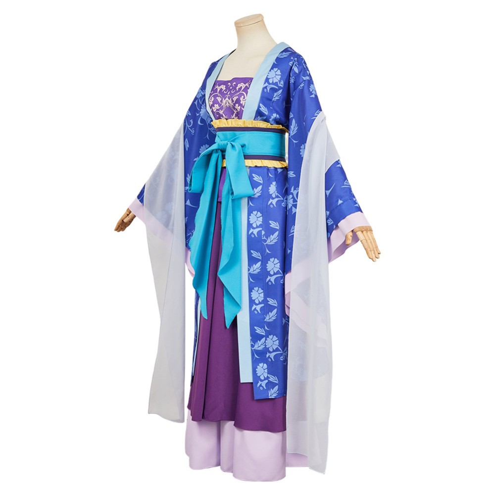 Lady Lihua Blue Printed Hanfu Party Cosplay Costume Halloween Carnival Outfit