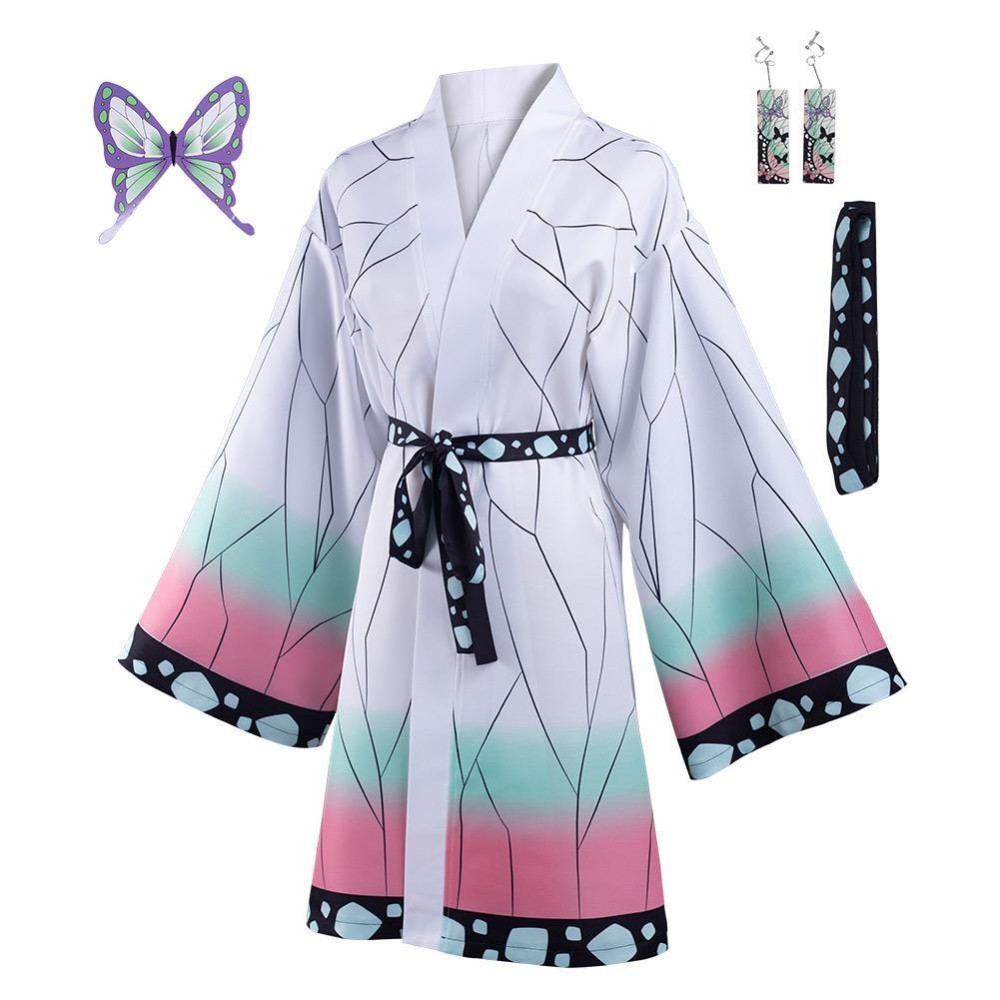 Kochou Shinobu Cloak Earings Belt Suit Cosplay Costume Halloween Carnival Outfit